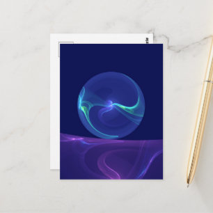 Carte Postale Rêve Violet Bleu Lumineux Art Fractal Abstrait