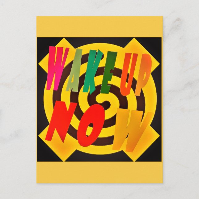 CARTE POSTALE RÉVEILLEZ-VOUS MAINTENANT DESIGN COULEUR SABLE AVE (Devant)