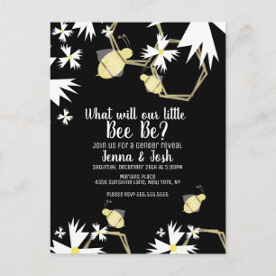 Carte Postale Révélation du sexe de bébé abeille daisy et fleurs