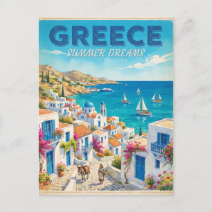 Carte Postale Rêves d'été en Grèce Design de voyage vintage