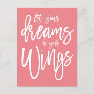 Carte Postale Rêves motivationnels Soyez vos ailes Corail blanc