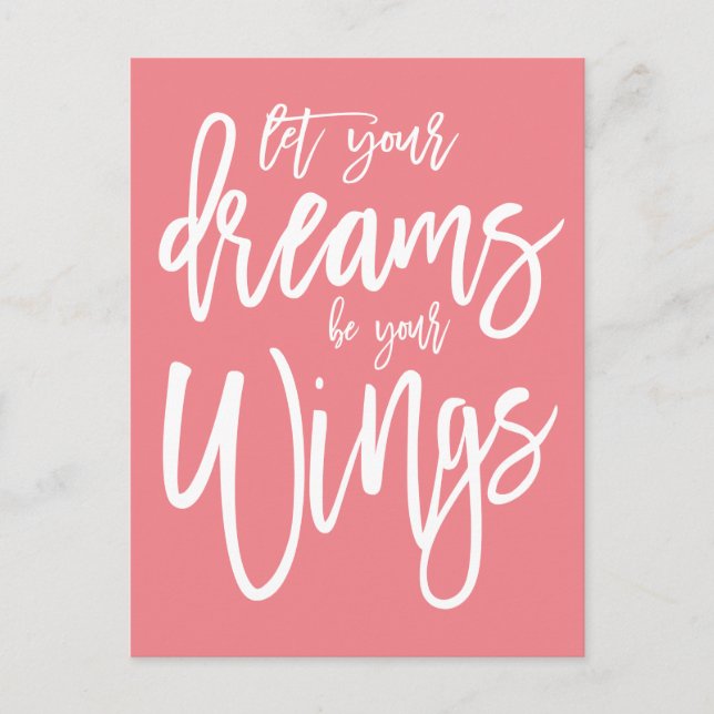 Carte Postale Rêves motivationnels Soyez vos ailes Corail blanc (Devant)