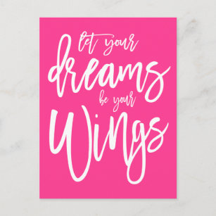 Carte Postale Rêves motivationnels Soyez vos ailes Rose blanc
