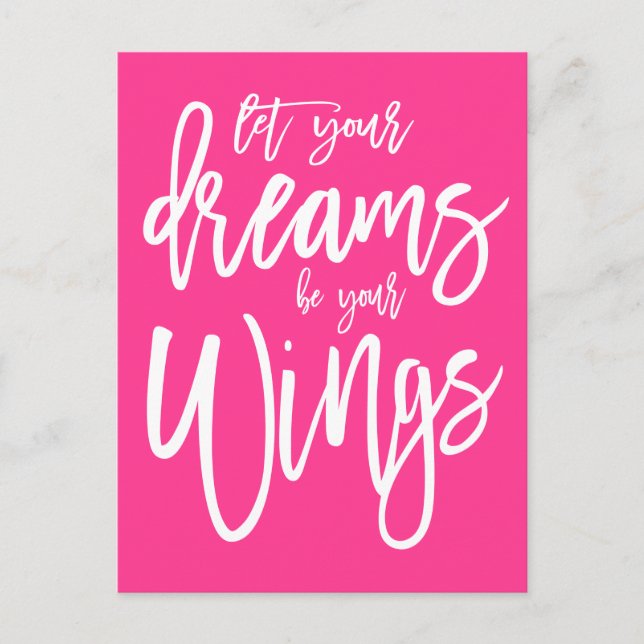 Carte Postale Rêves motivationnels Soyez vos ailes Rose blanc (Devant)