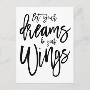 Carte Postale Rêves motivationnels Soyez vos ailes Script Blanc