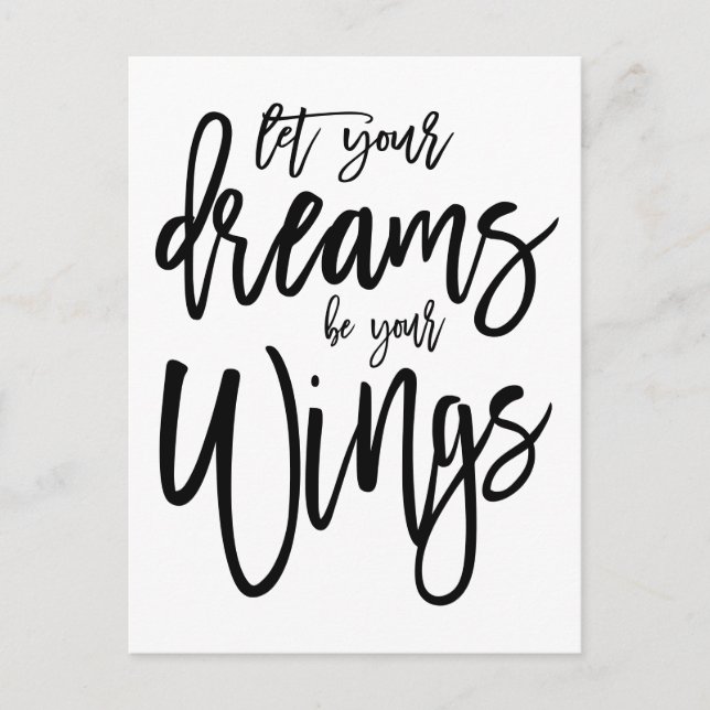 Carte Postale Rêves motivationnels Soyez vos ailes Script Blanc (Devant)