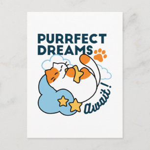 Carte Postale Rêves Parfaits Attendent – Rêve de Chat Mignon End