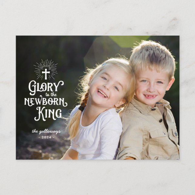 Carte Postale Revêtement blanc de Noël religieux photo complète (Devant)