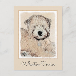 Carte Postale Revêtu doux Roue Peinture Terrier Art original