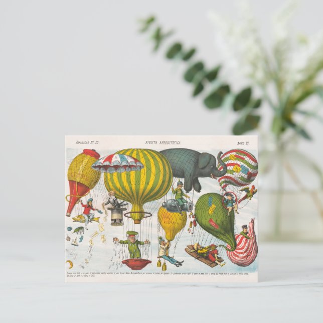 Carte Postale Revue aérostatique (1878) par Augusto Grossi (Debout devant)