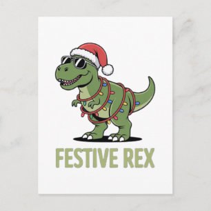 Carte Postale Rex Dinosaure Festif Joie de Fête