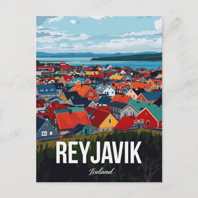 Carte Postale Reykjavik Iceland Colorful Cityscape (Devant)