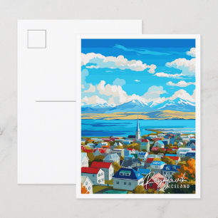Carte Postale Reykjavik Islande illustration de voyage vintage