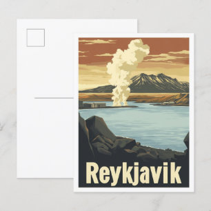 Carte Postale Reykjavik Islande Illustration du Vintage voyage d