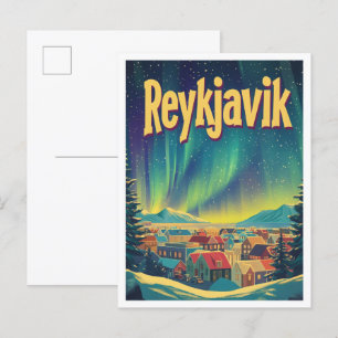 Carte Postale Reykjavik Islande Illustration du Vintage voyage d