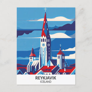 Carte Postale Reykjavik Islande Retro Artefacts Travel