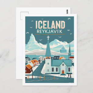 Carte Postale Reykjavik Islande Vintage célèbre Travel Place
