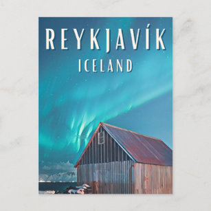 Carte Postale Reykjavík, la ville des aurores boréales et des ge