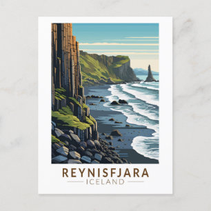 Carte Postale Reynisfjara Beach Islande Travel Art Vintage
