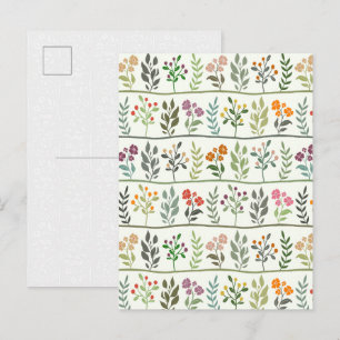 Carte Postale Rhapsodie botanique colorée silhouette florale