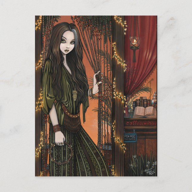 Carte Postale Rhianon Bohemian Coffee Shop Girl (Devant)
