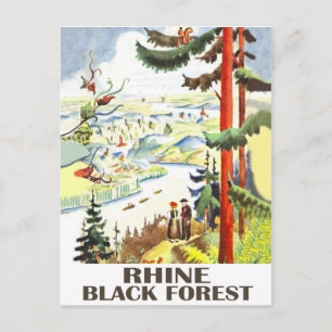 Carte Postale Rhin, Forêt noire, Allemagne. Voyage vintage