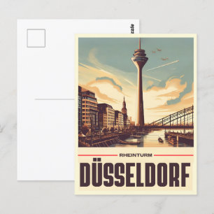 Carte Postale Rhin Tower Dusseldorf Rheinturm cadeau allemand