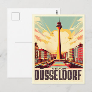 Carte Postale Rhin Tower Dusseldorf Rheinturm cadeau allemand