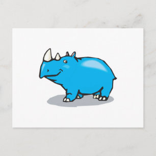 Carte Postale rhino bleu mignon