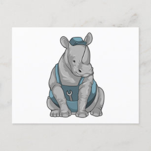 Carte Postale Rhinocéros artisan avec clé à écrou