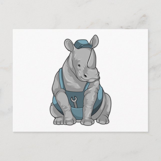Carte Postale Rhinocéros artisan avec clé à écrou (Devant)