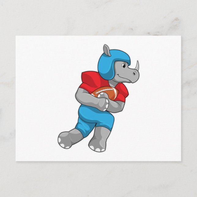 Carte Postale Rhinocéros au sports de football (Devant)