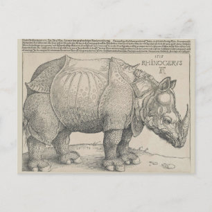 Carte Postale Rhinoceros, coupe de bois par Albrecht Durer