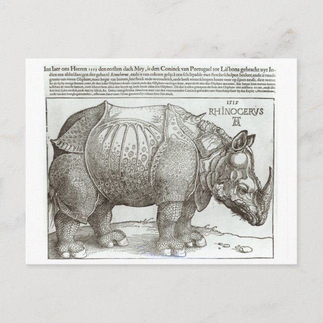 Carte Postale Rhinoceros, imprimé donné à Maximilian I (1459-151 (Devant)