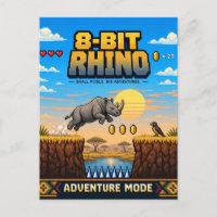 Rhinocéros, Pixel Art 8 Bits Rétro