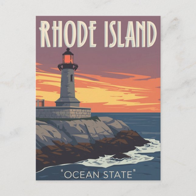 Carte Postale Rhode Island Lighthouse Sunset (Devant)