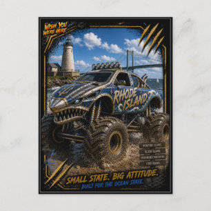 Carte Postale Rhode Island Monster Truck Tout Terrain Art