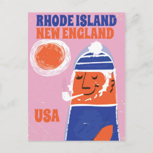 Carte Postale Rhode Island, pêcheur de Nouvelle-Angleterre affic