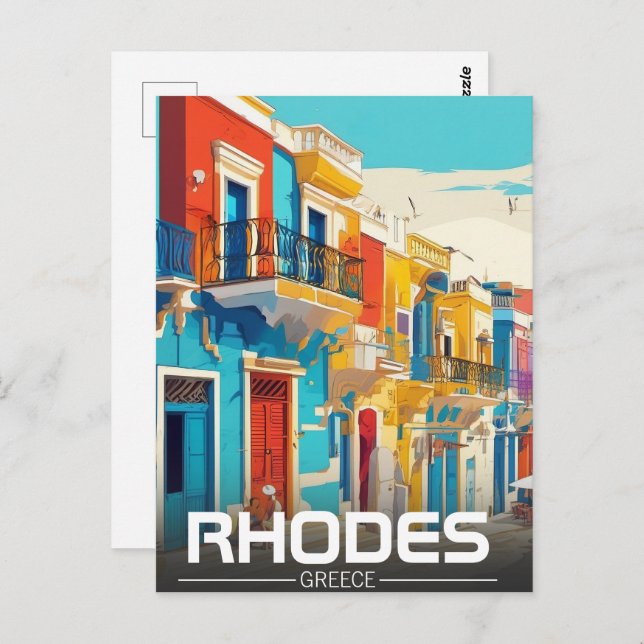 Carte Postale Rhodes, Grèce Ile souvenir (Devant / Derrière)