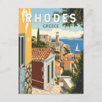 Rhodes Grèce Vieille Ville Voyage Art Vintage