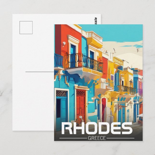 Carte Postale Rhodes, souvenir de l'île de Grèce (Devant / Derrière)