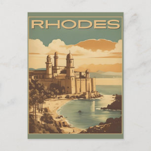 Carte Postale Rhodes vintage Grèce - Voyage île de Rhodes Grèce