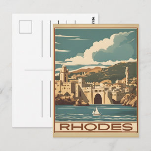 Carte Postale Rhodes vintage Grèce - Voyage île de Rhodes Grèce