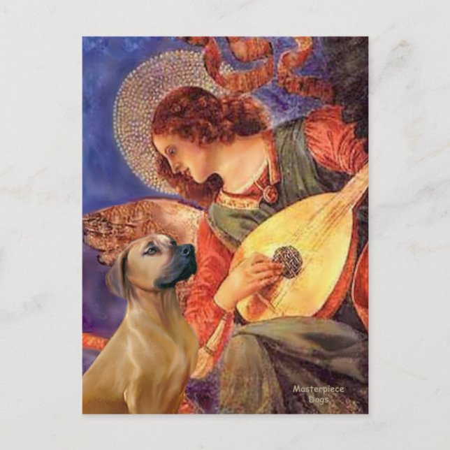 Carte Postale Rhodesian Ridgeback 2 - Ange au Mandolin (Devant)