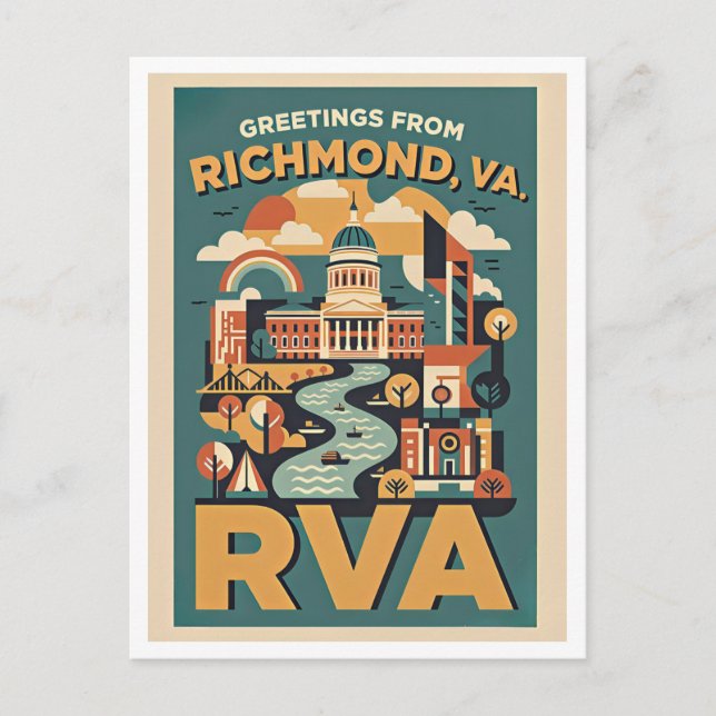 Carte Postale Richmond Virginia RVA Retro Travel Postcard  (Devant)