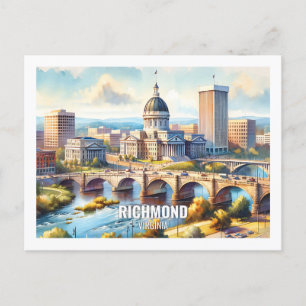 Carte Postale Richmond Virginia USA Famous Place aquarelle
