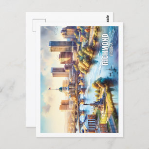 Carte Postale Richmond Virginia USA Famous Place aquarelle