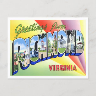 Carte postale Richmond, Virginie Vintage Big Lette