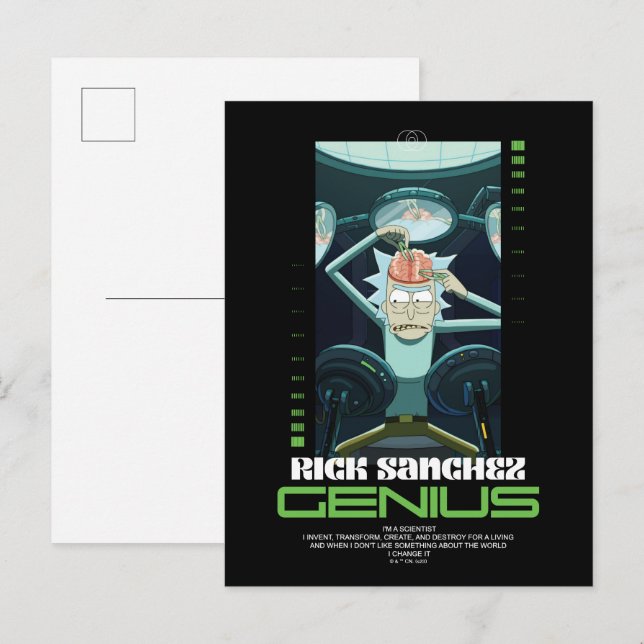 Carte Postale Rick Sanchez Genius Citation Graphique (Devant / Derrière)