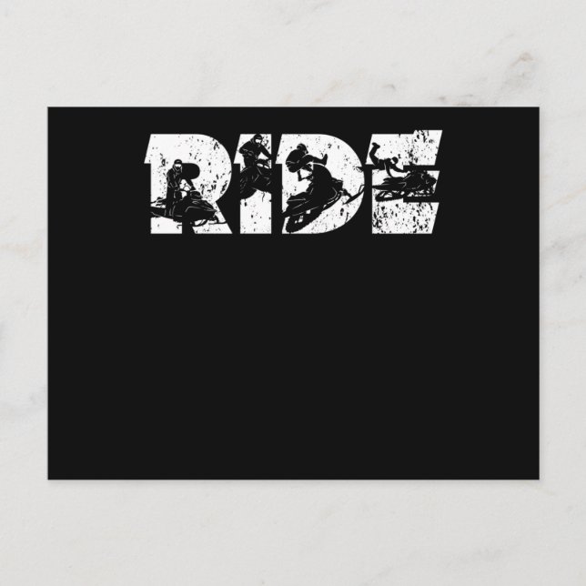 Carte Postale Ride motoneige conducteur traîneau conduite hiver (Devant)